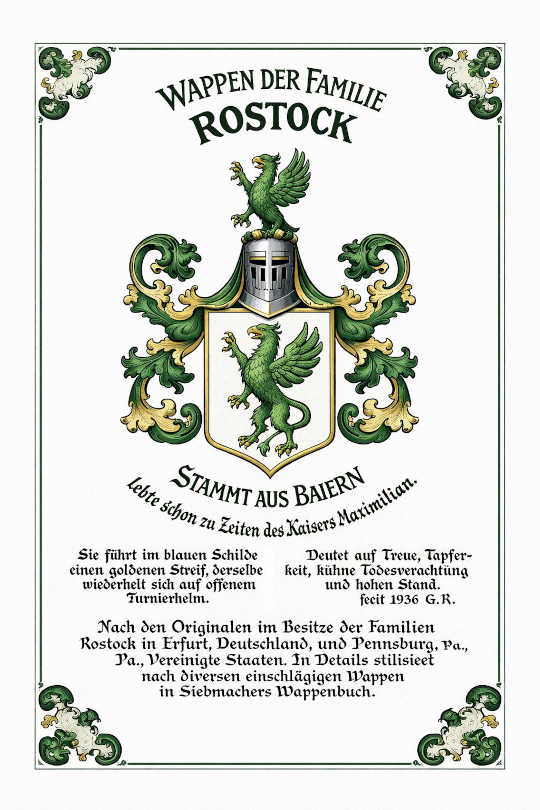 Brasão histórico da família Rostock
